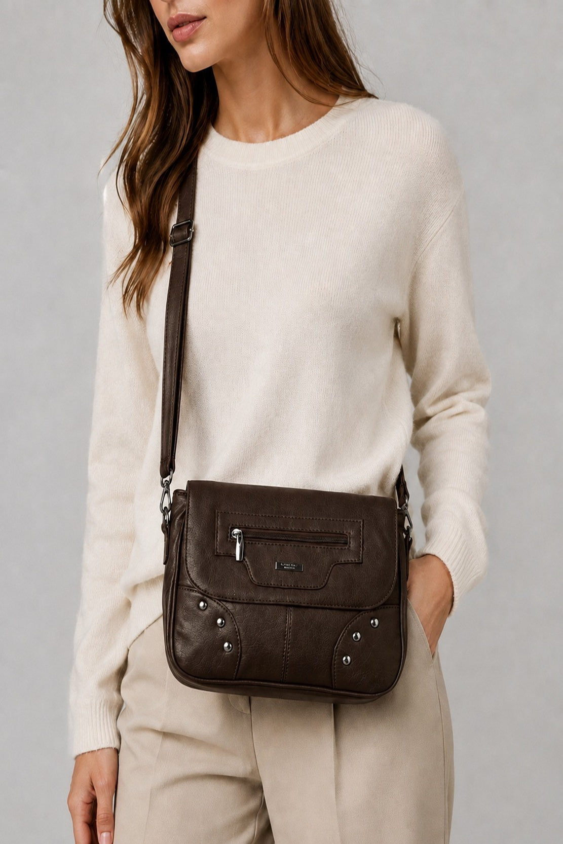 Women's Fashion Leather Grain PU Crossbody Bag