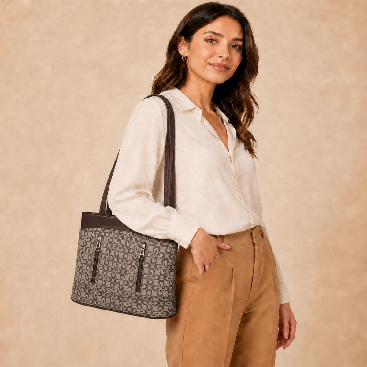 Women’s Patterned PU Leather Tote Shoulder Bag