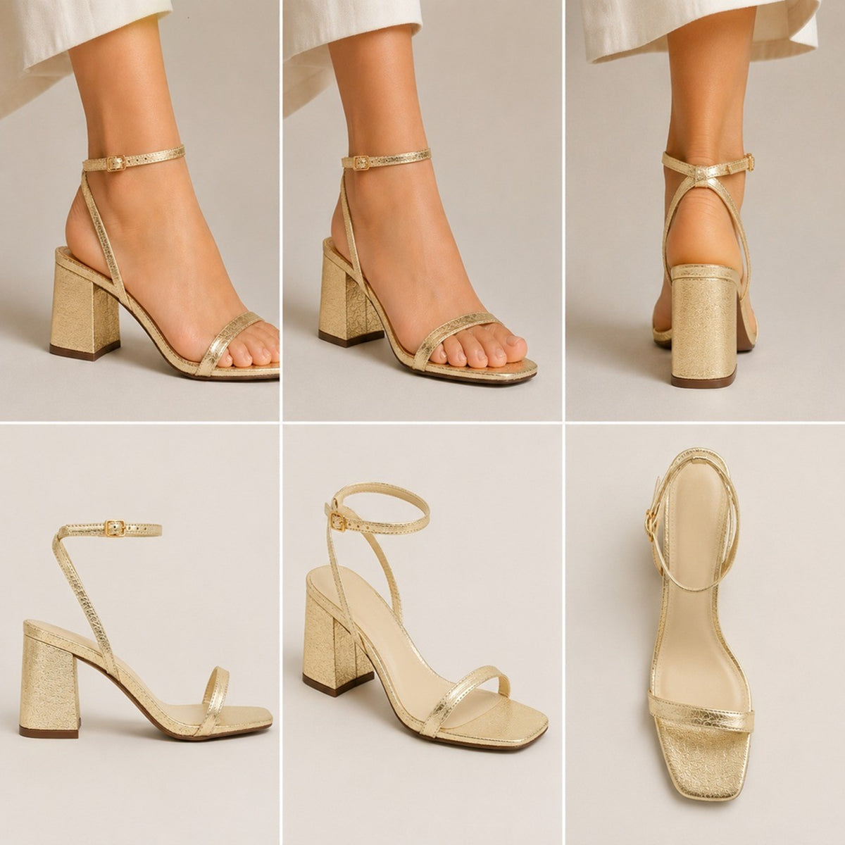Wide Fit Metallic Gold Ankle Strap Block Heel Sandals