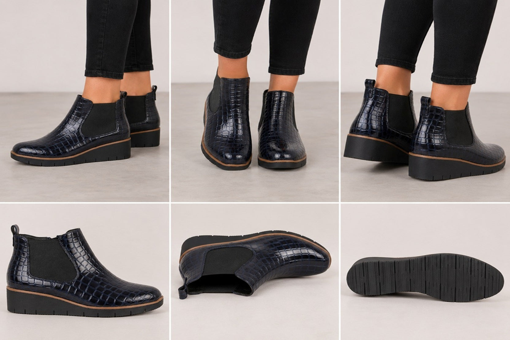 Women's Croc-Textured Chelsea Ankle Boots