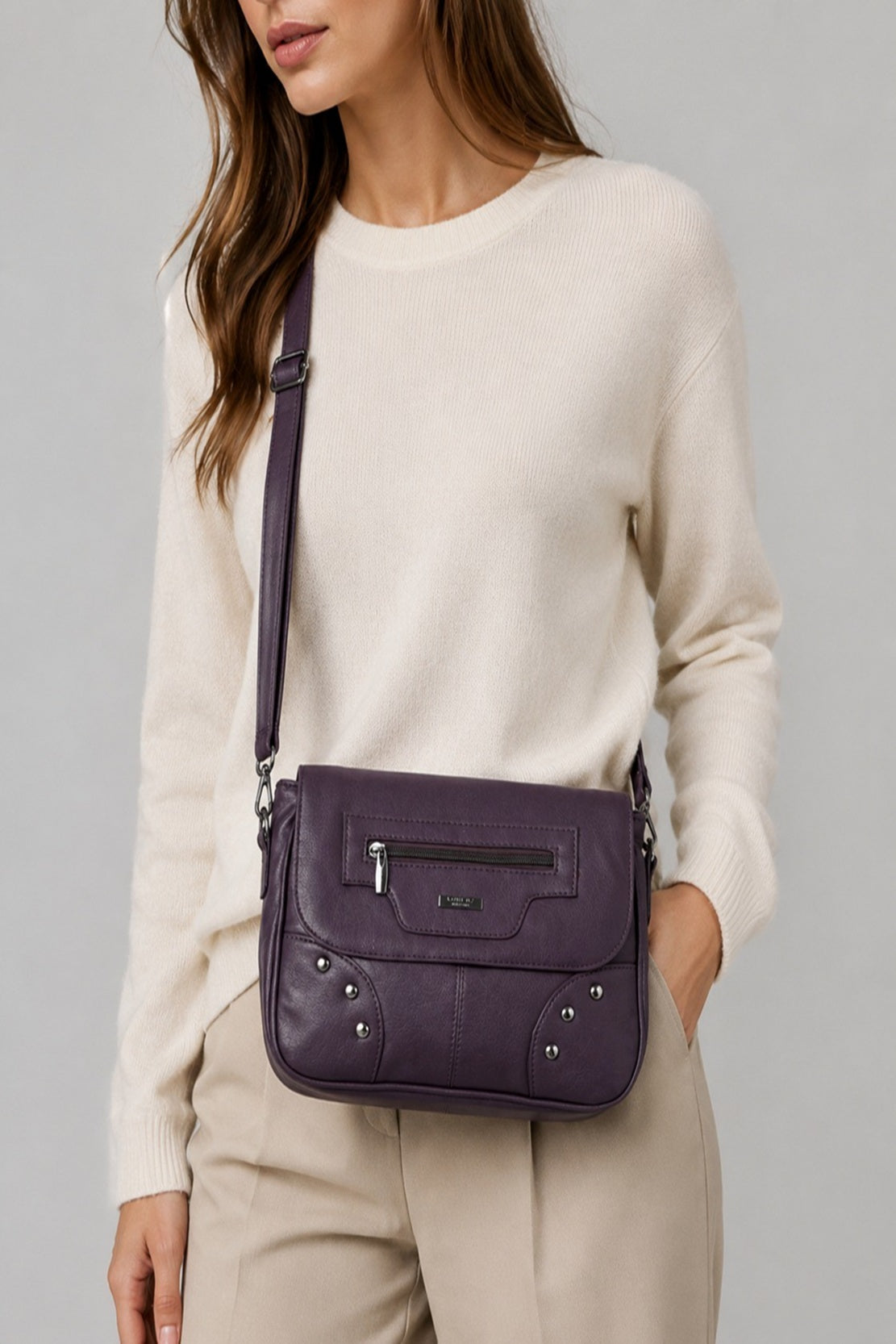 Women's Fashion Leather Grain PU Crossbody Bag