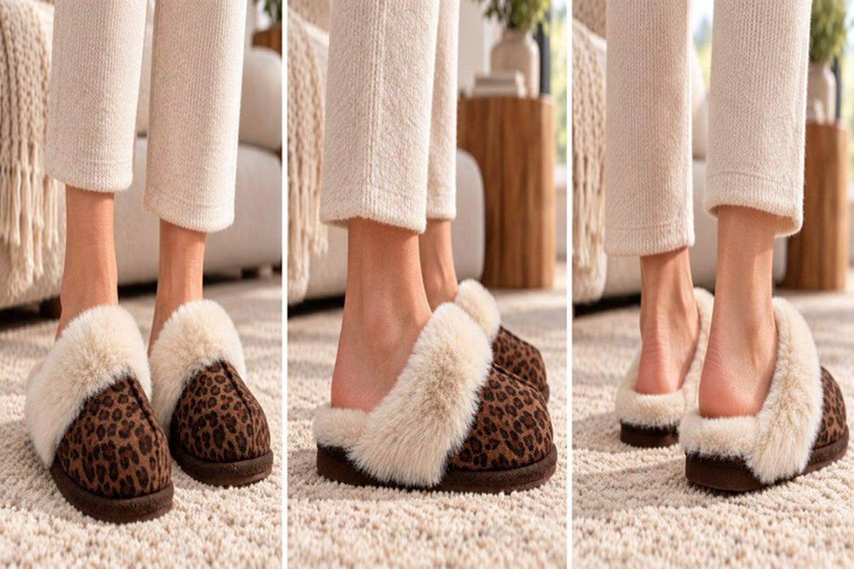 Women's Leopard Print Faux Fur Mule Slippers