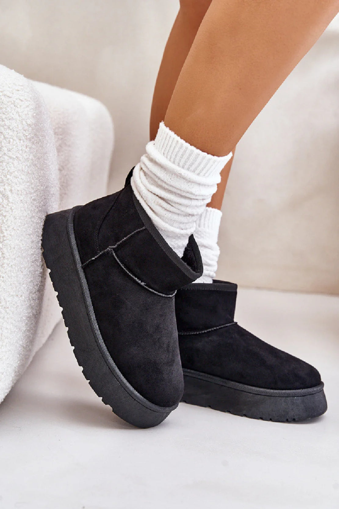 Flatform Faux Fur Lined Ankle Boots