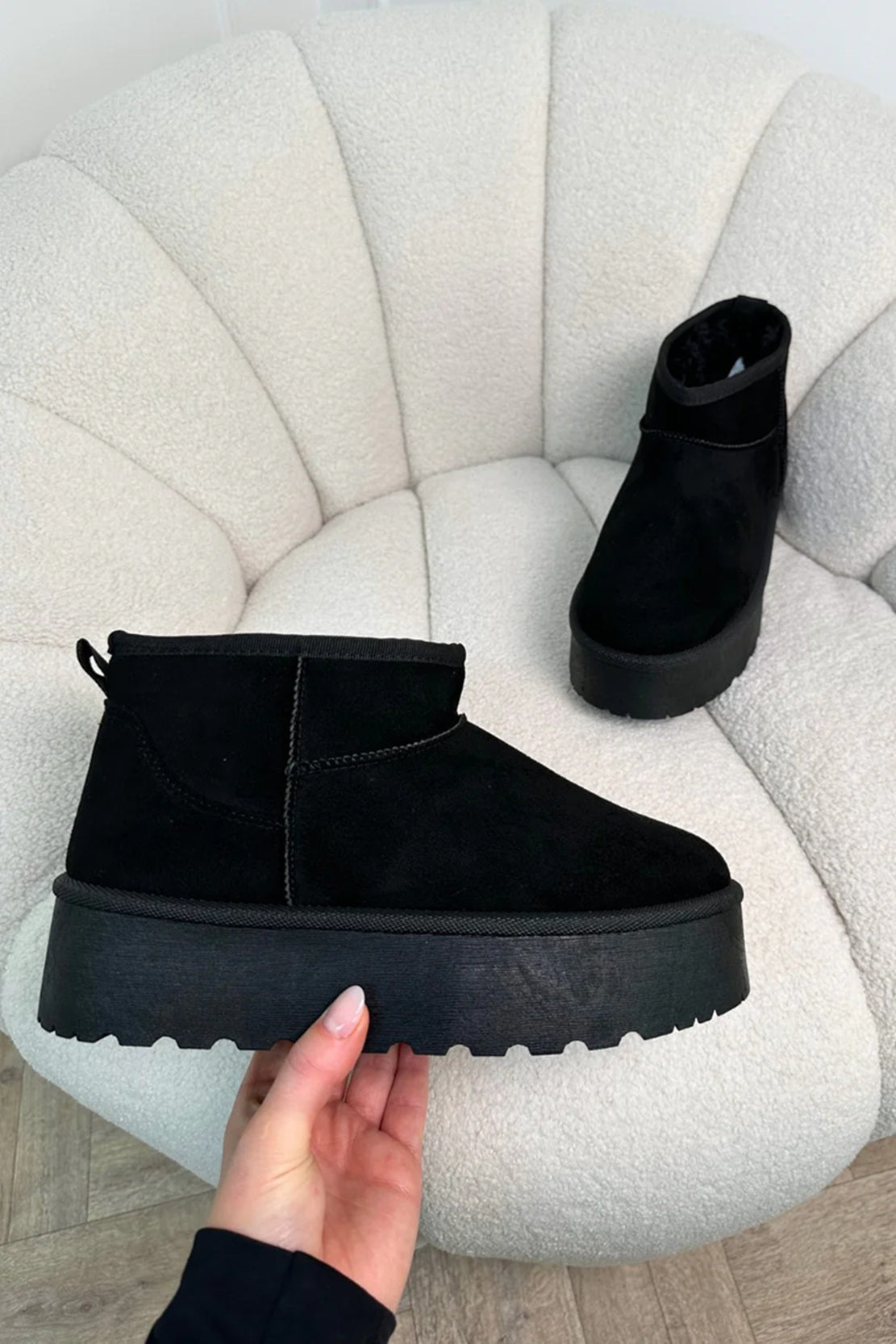 Flatform Faux Fur Lined Ankle Boots