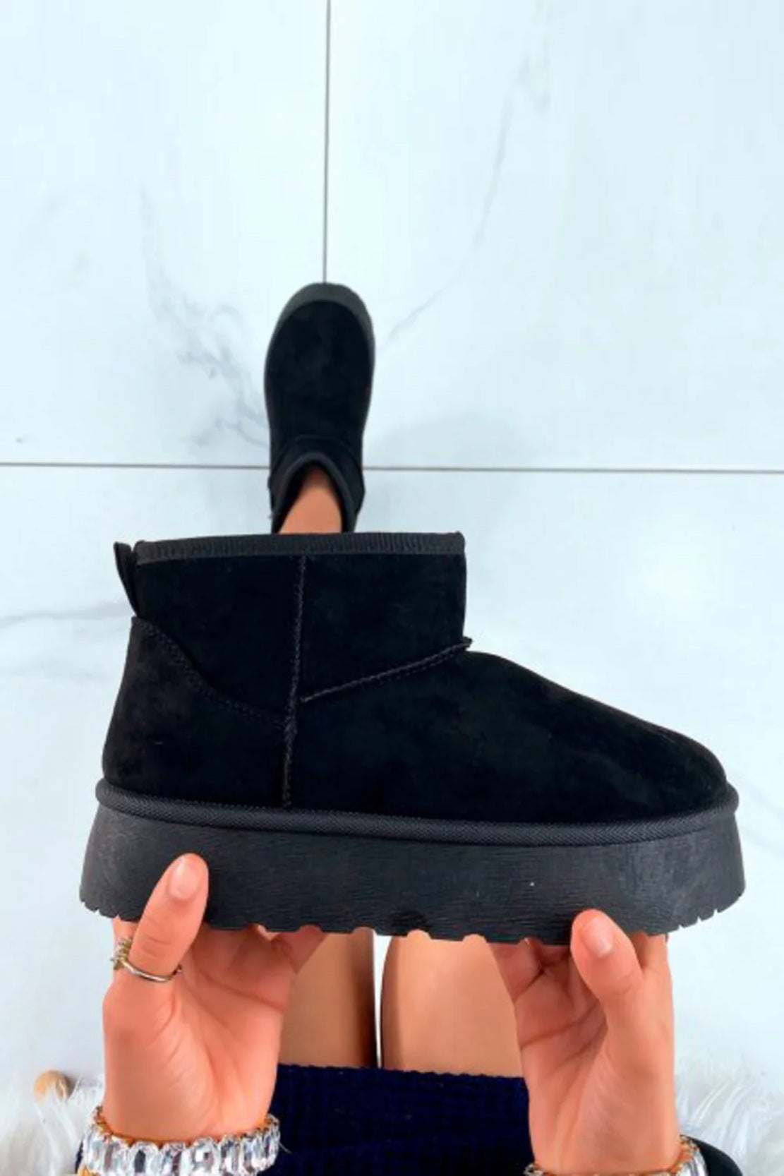 Flatform Faux Fur Lined Ankle Boots