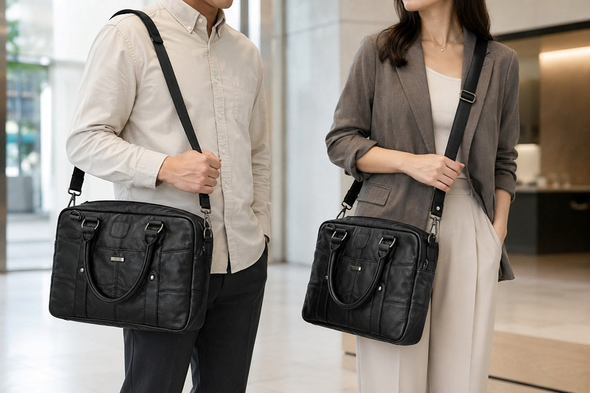 Women's Cowhide Leather Laptop Tote Bag 40 x 27 x 10 cm