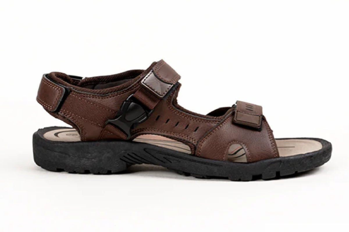 Men's Brown Outdoor Sandals with Adjustable Straps - Trekking Sandals