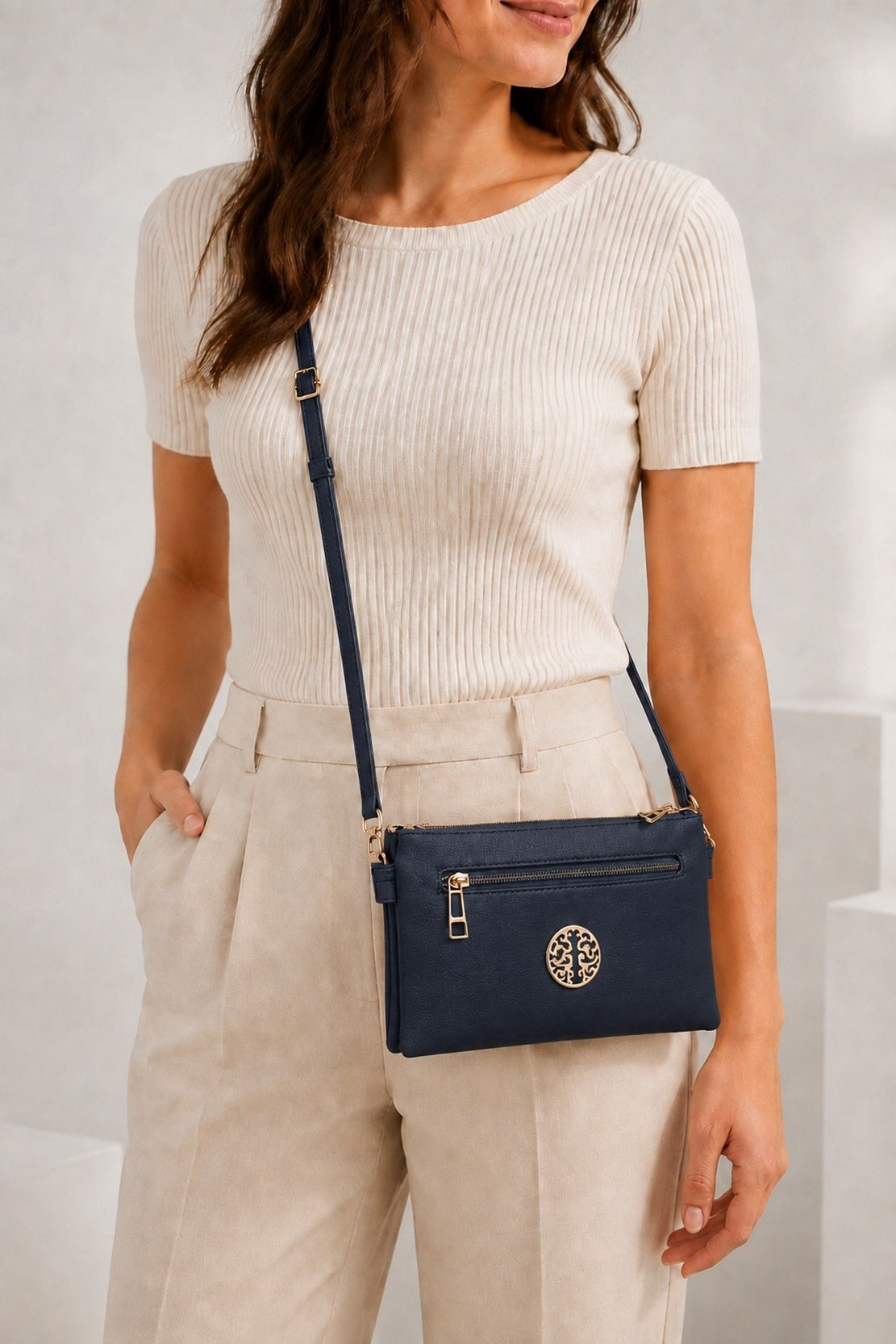 Women’s Textured PU Leather Crossbody Bag