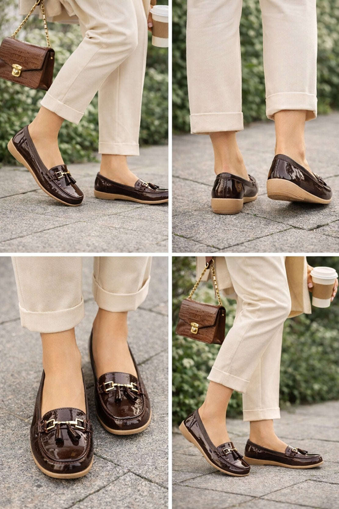 Chic Burgundy Croc Patent leather tassel Loafers