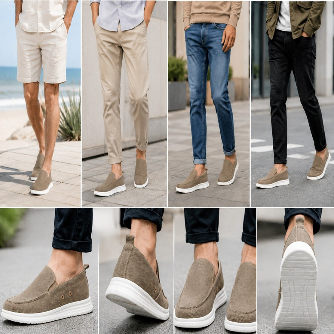 Men's Casual Canvas Slip-On Shoes Beige