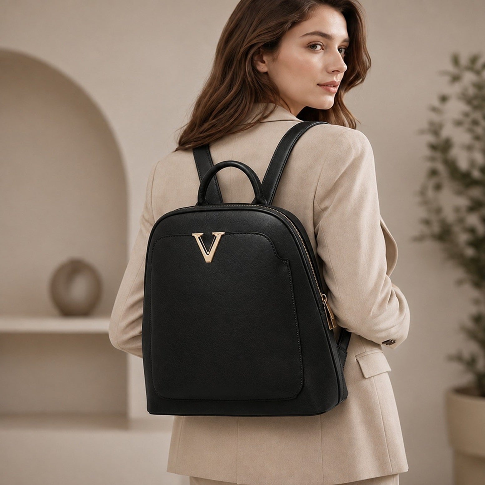 Women's Faux Leather Everyday Backpack Travel School Uni