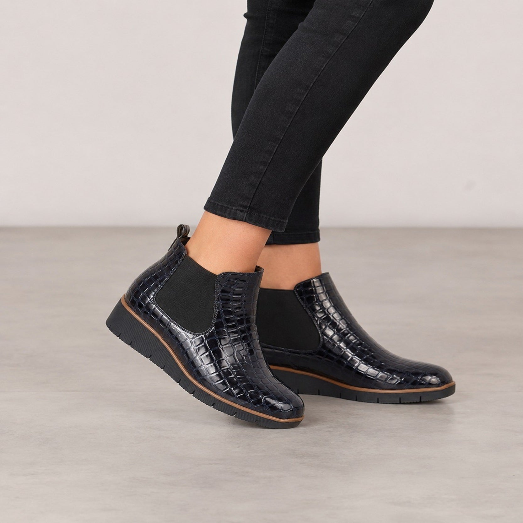 Women's Croc-Textured Chelsea Ankle Boots