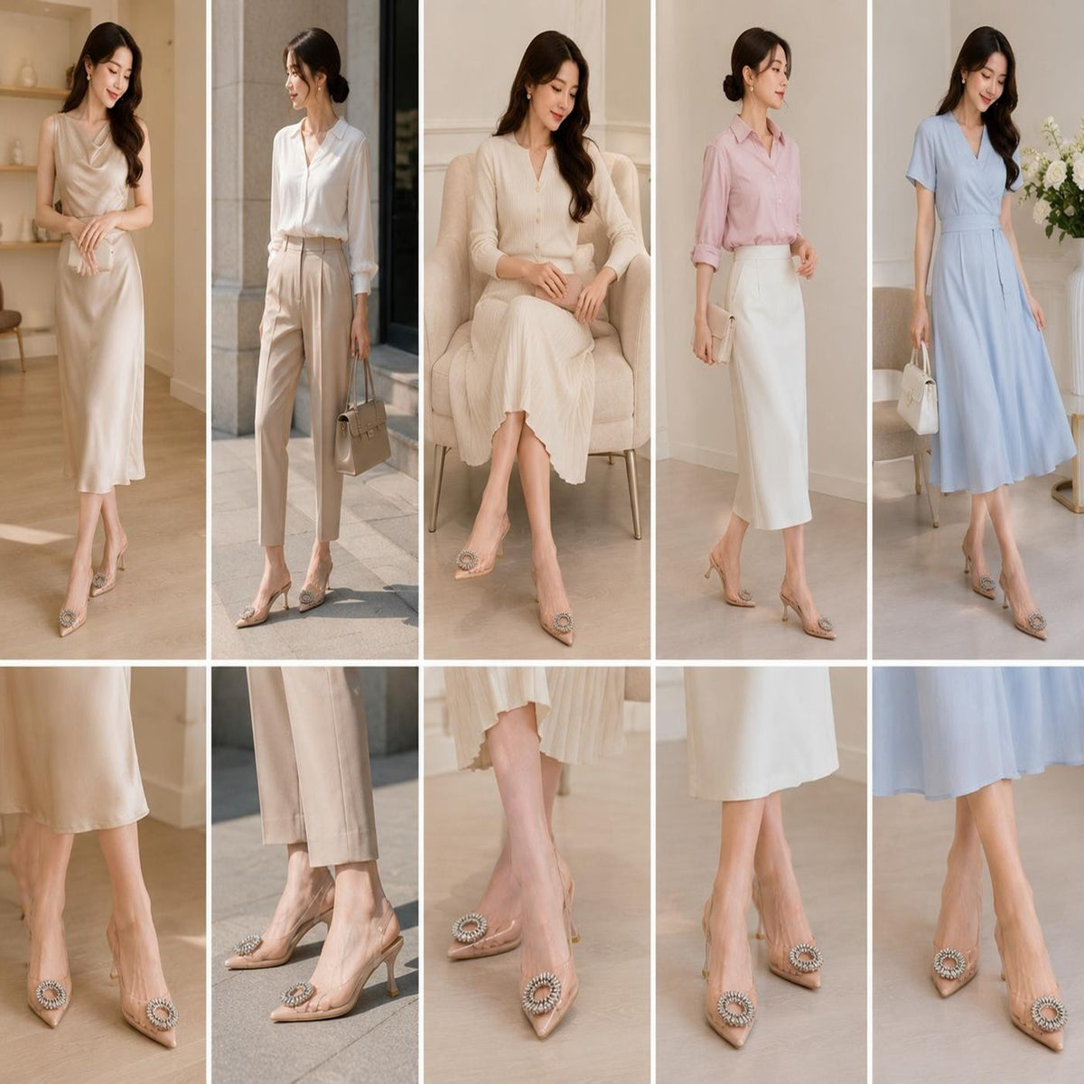 Elegant Embellished Nude Transparent Heels for Women