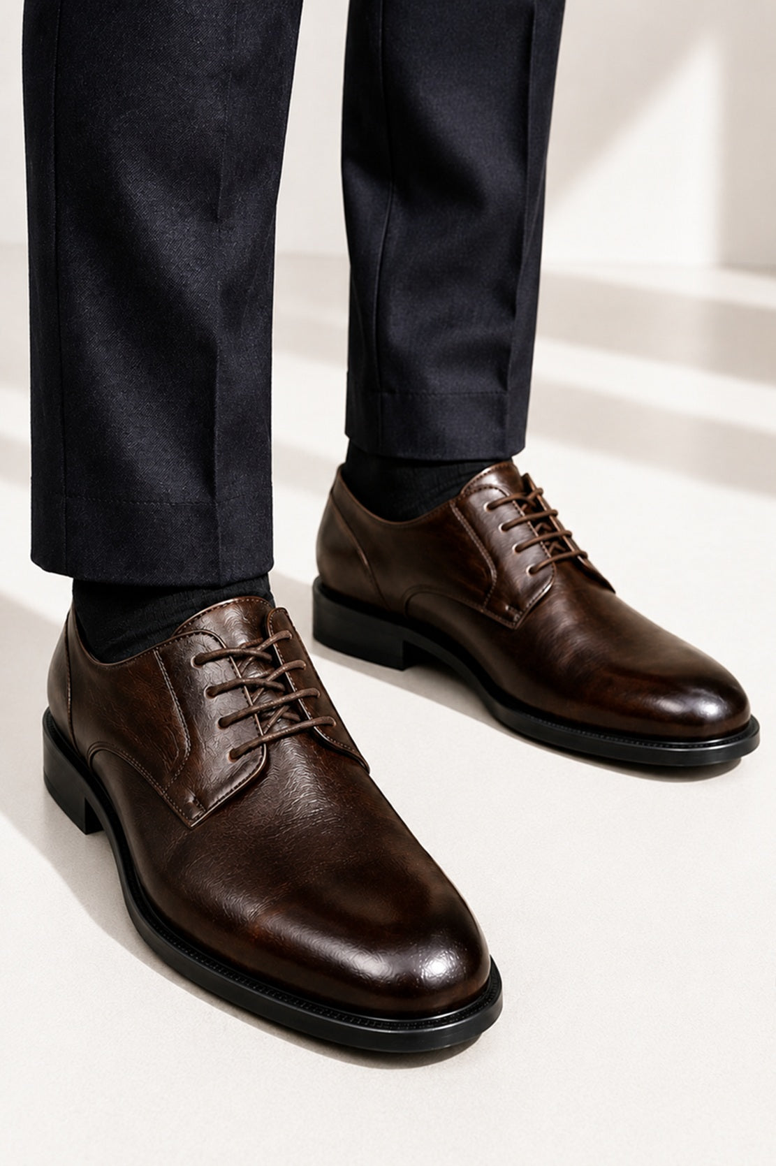 Men’s Brushed Dark Brown Laceup Oxford Formal Derbies Dress Shoes