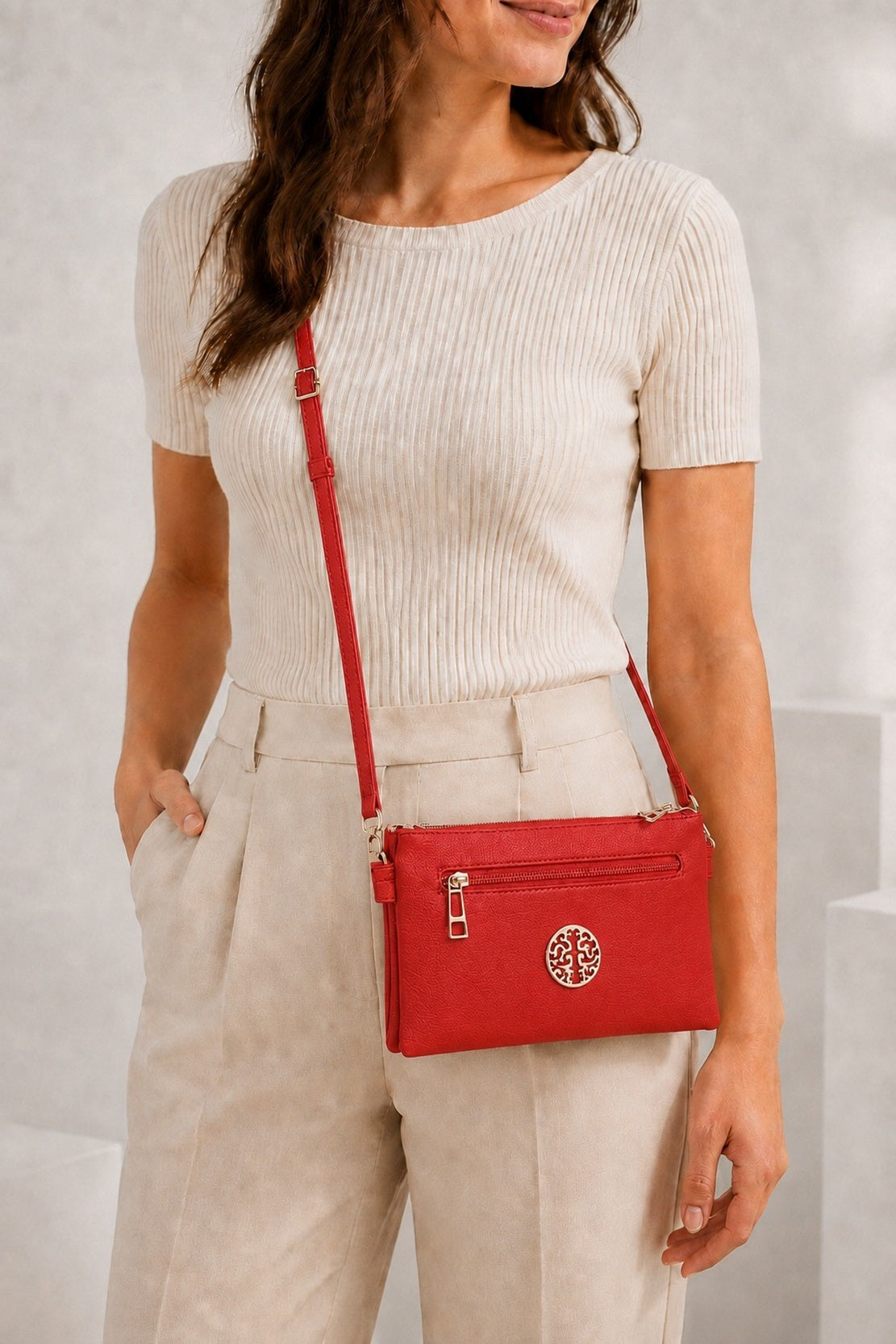 Women’s Textured PU Leather Crossbody Bag