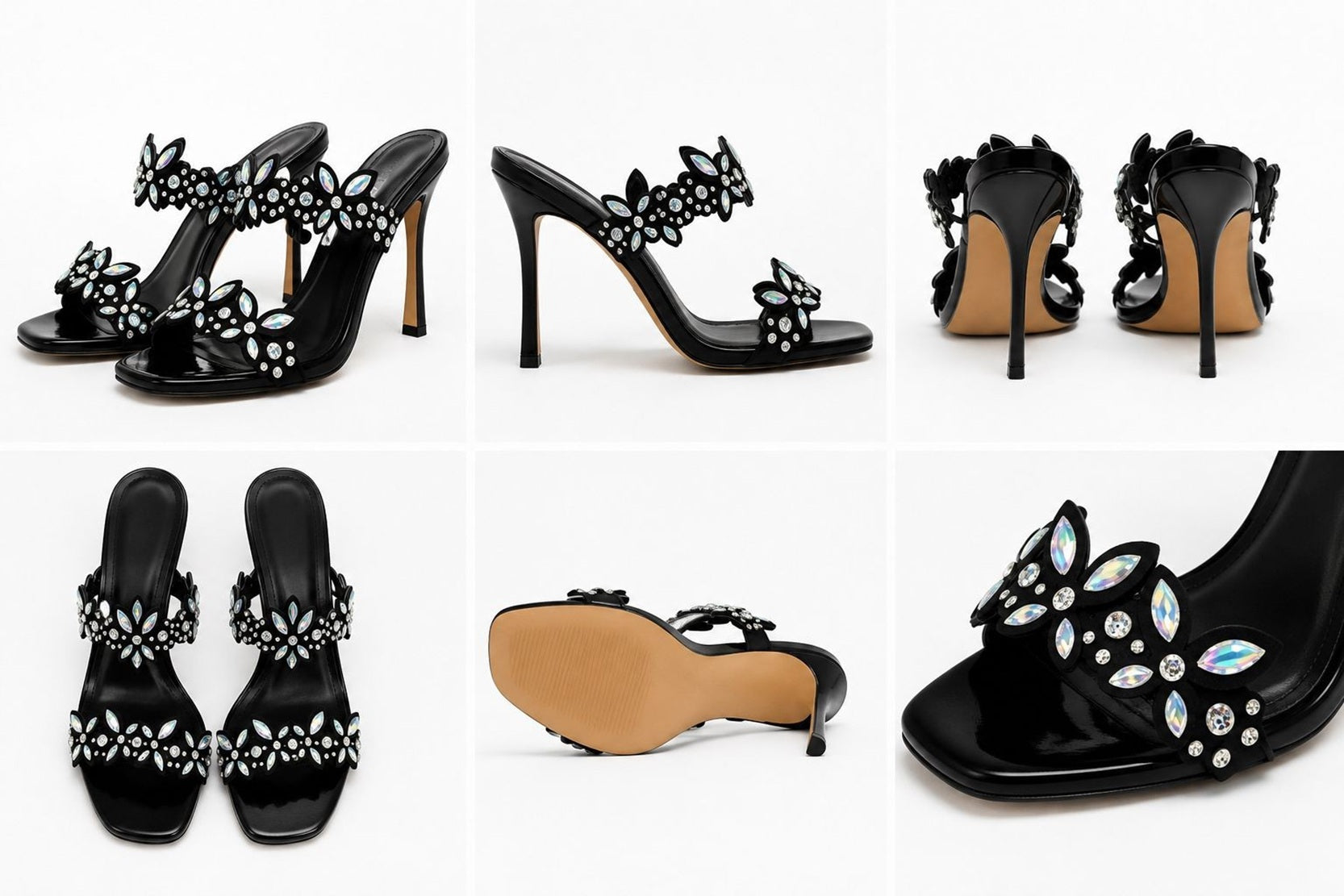 Women's Embellished Floral Stiletto Heel Sandals