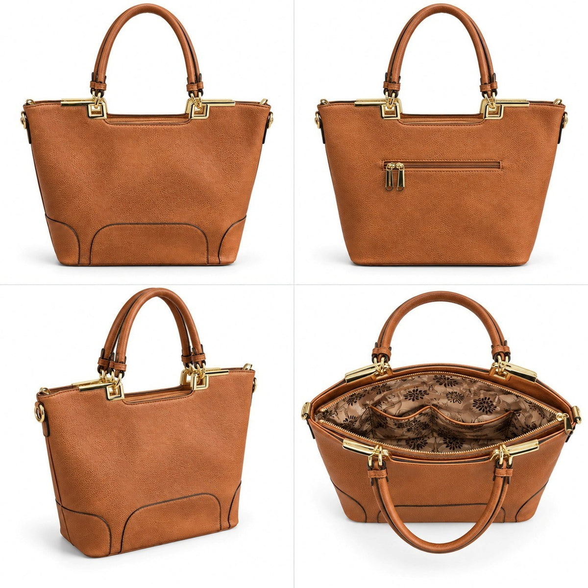 Elegant Textured PU Leather Top Handle Tote Bag