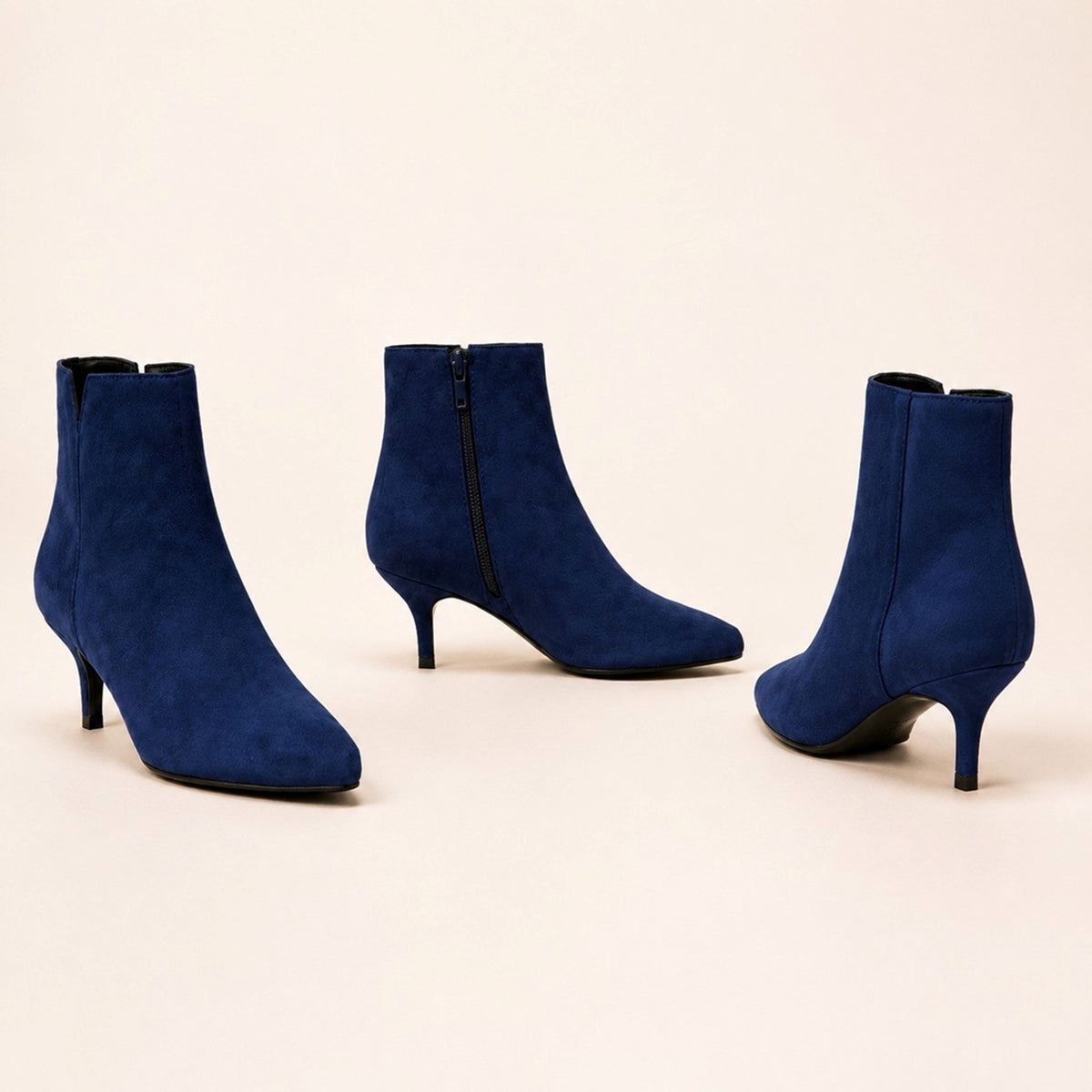 Pointed Toe Kitten Heel Ankle Boots Wide Fit