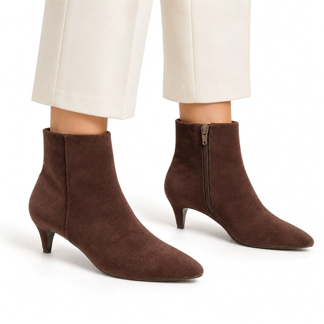 Women's Pointed Toe Kitten Heel Ankle Boots