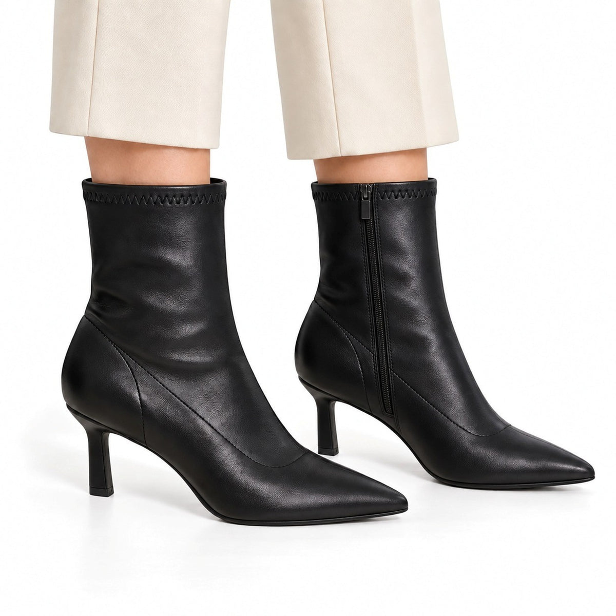Women's Pointed Toe Kitten Heel Ankle Boots