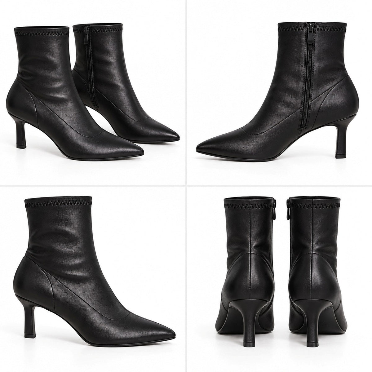 Women's Pointed Toe Kitten Heel Ankle Boots