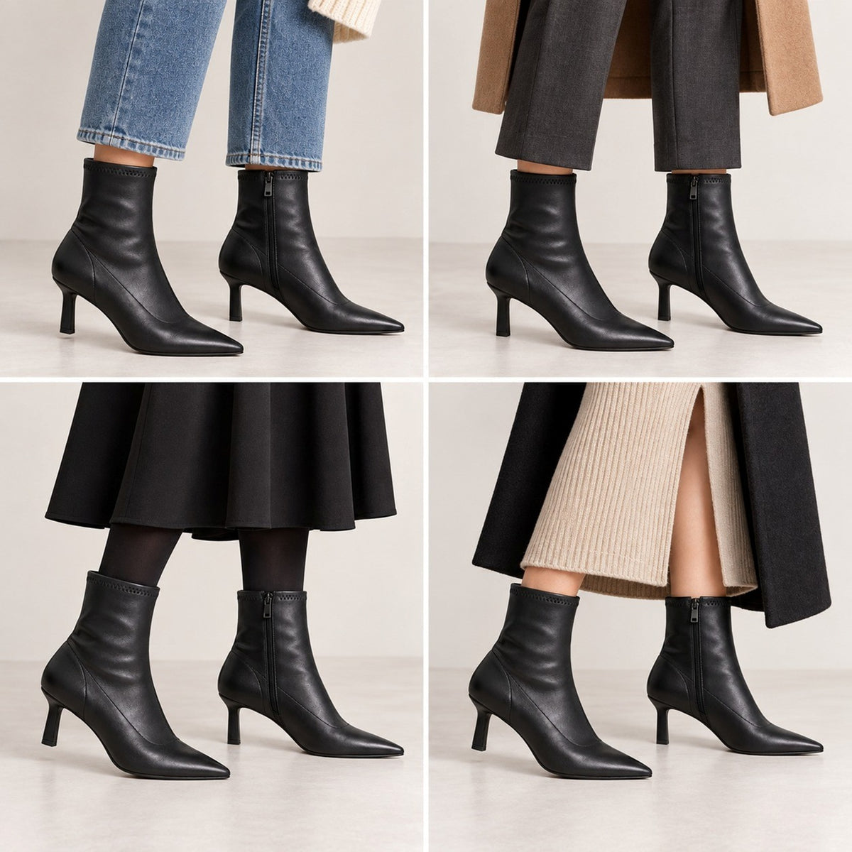 Women's Pointed Toe Kitten Heel Ankle Boots
