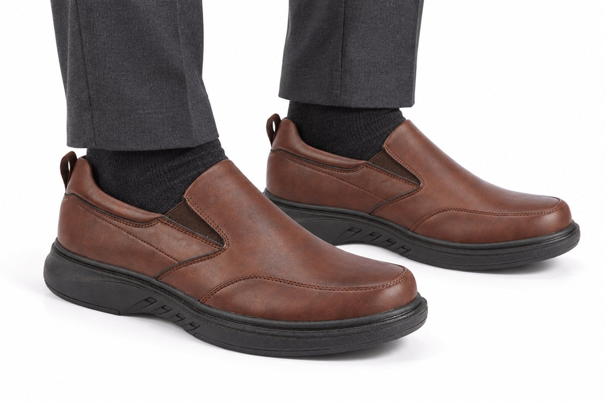 Men's Brown Slip-On comfort Shoes - lightweight Casual Office Loafers