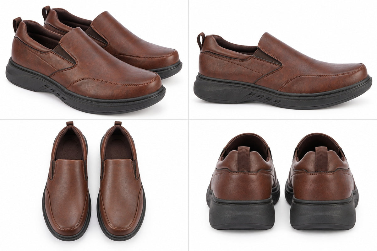 Men's Brown Slip-On comfort Shoes - lightweight Casual Office Loafers