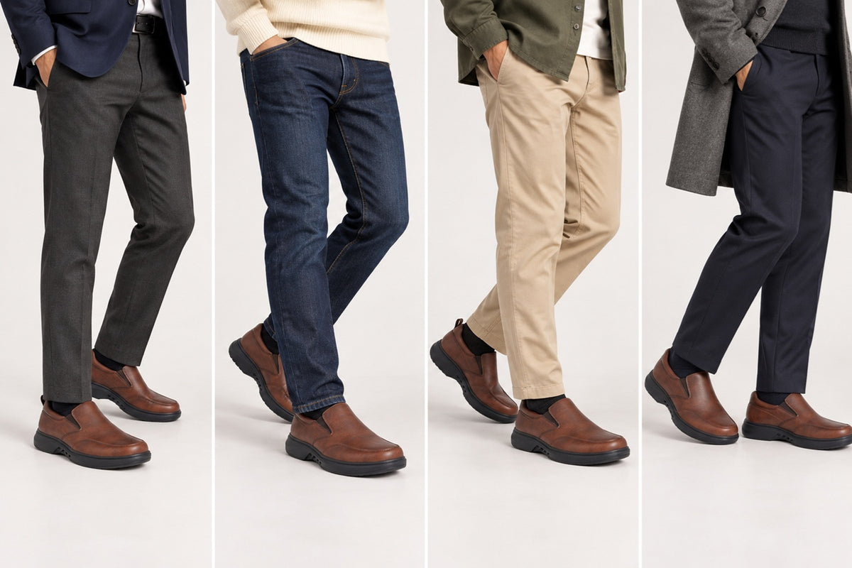 Men's Brown Slip-On comfort Shoes - lightweight Casual Office Loafers