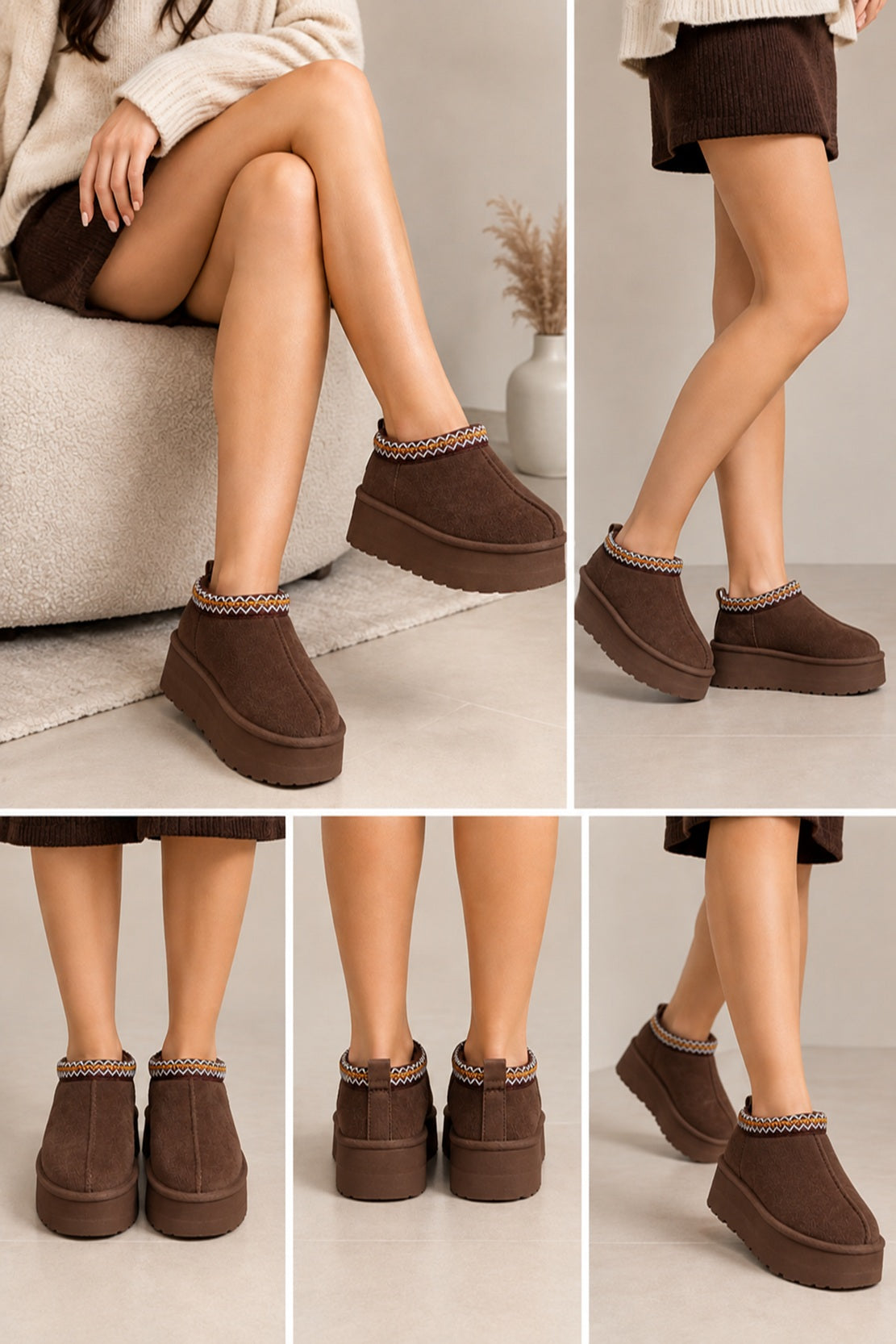 Women's Suede-Look Platform Ankle Slippers